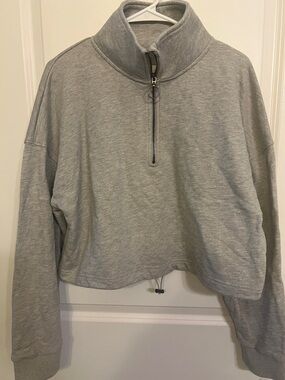 Cropped Grey Quarter-Zip Sweatshirt